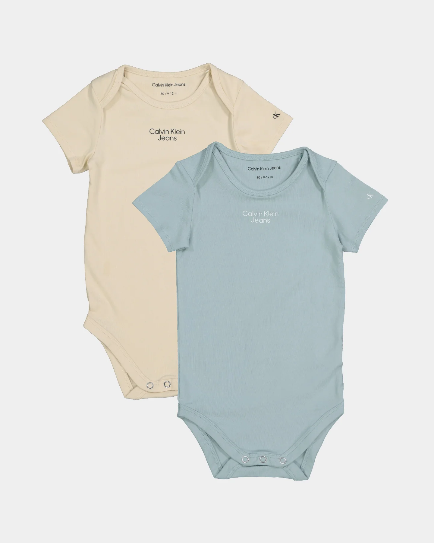 Calvin Klein Infants' Stacked Logo Bodysuit Set 2 Pack Aqua