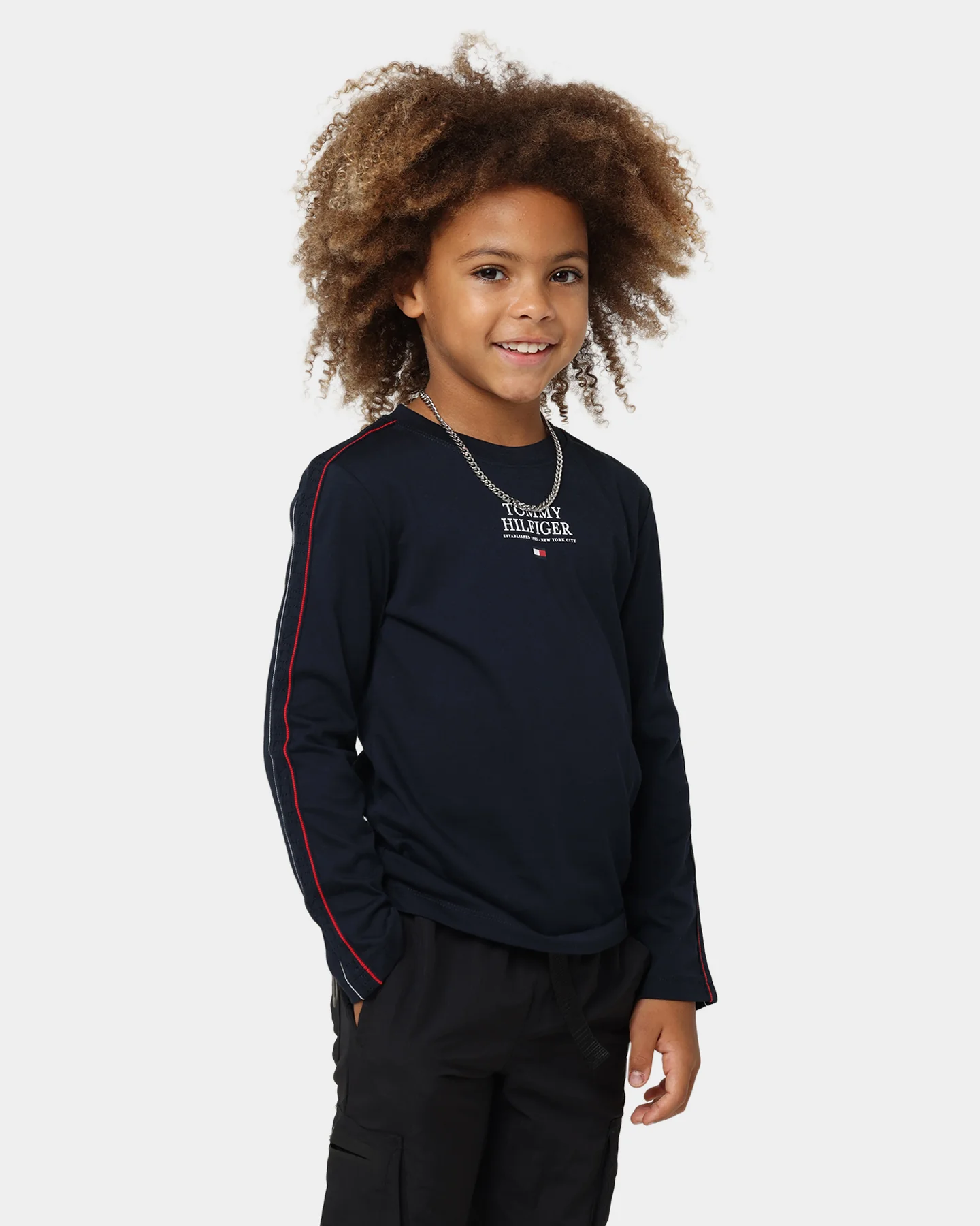 Tommy Hilfiger Kids' Tape Logo Long Sleeve T-Shirt Desert Sky
