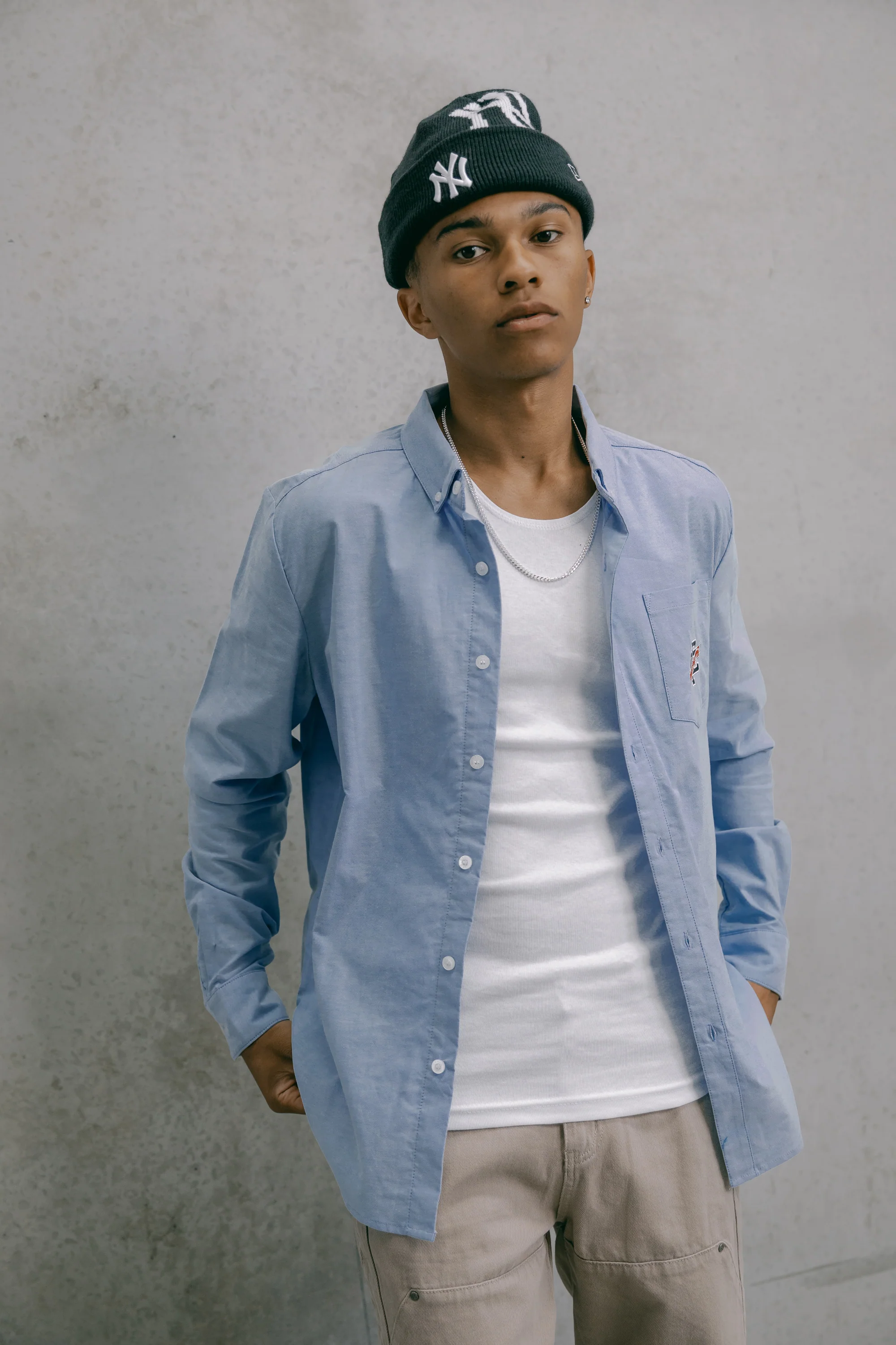 Carre Team Paris Long Sleeve Button Up Shirt Light Blue
