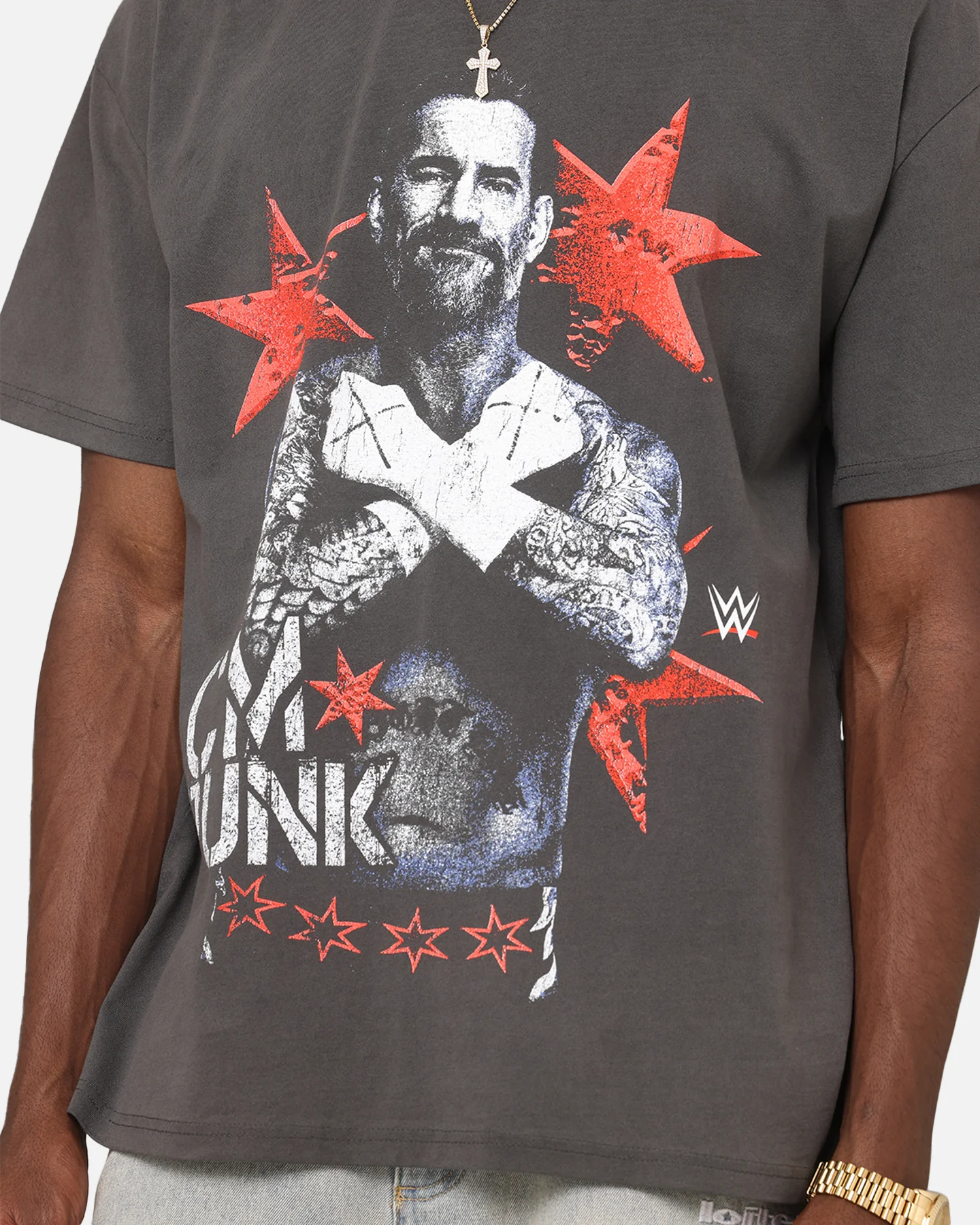Culture Kings X WWE CM Punk Heavyweight T-Shirt Black Wash 7 Culture Kings X WWE CM Punk Heavyweight T-Shirt Black Wash