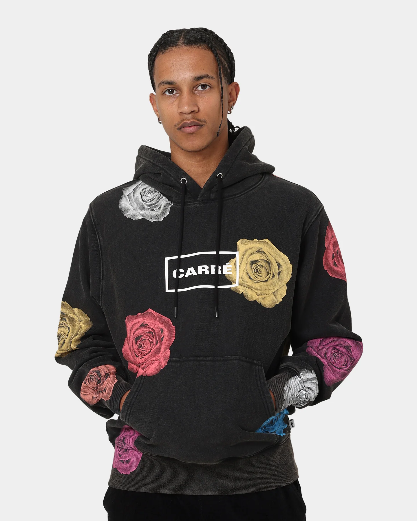 Carré Rose Bunch Vintage Hoodie Washed Black