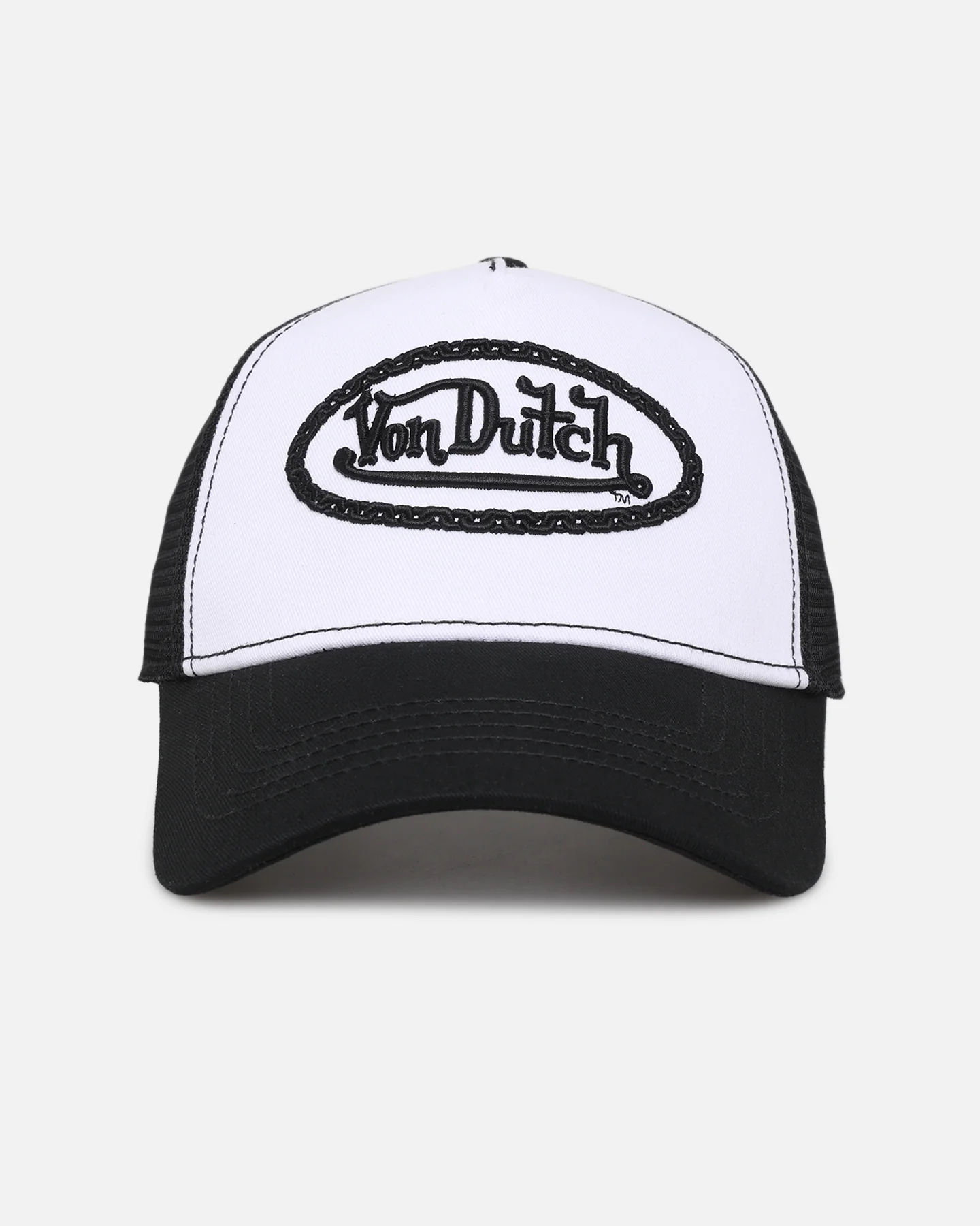 Von Dutch Unisex Trucker Snapback Hat Black/White