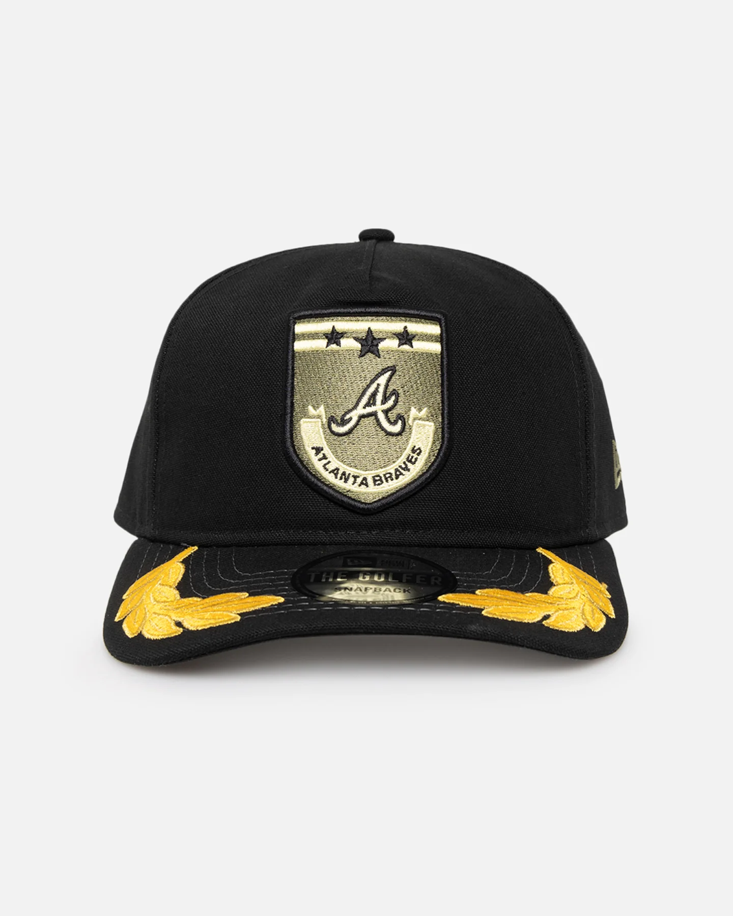 New Era Atlanta Braves 'Military Patch' Pre-Curved Golfer Snapback Black