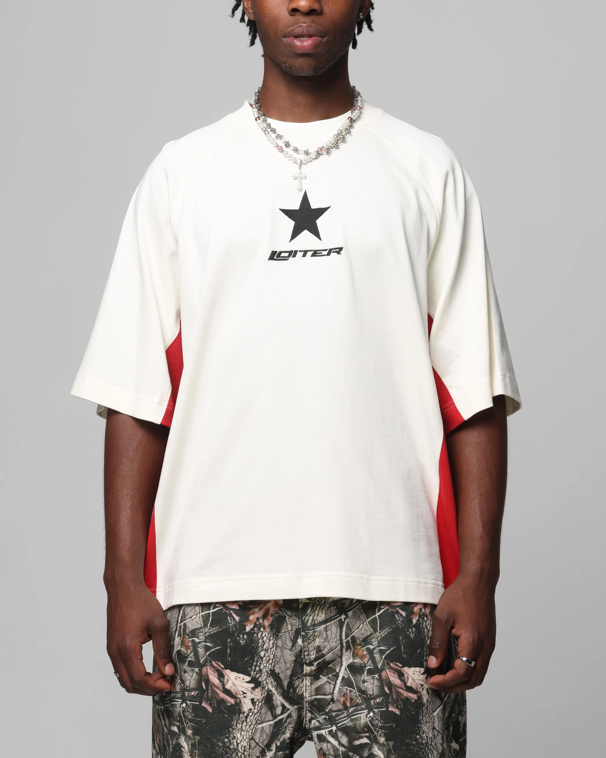 Loiter Daytona Panel T-Shirt White/Pink