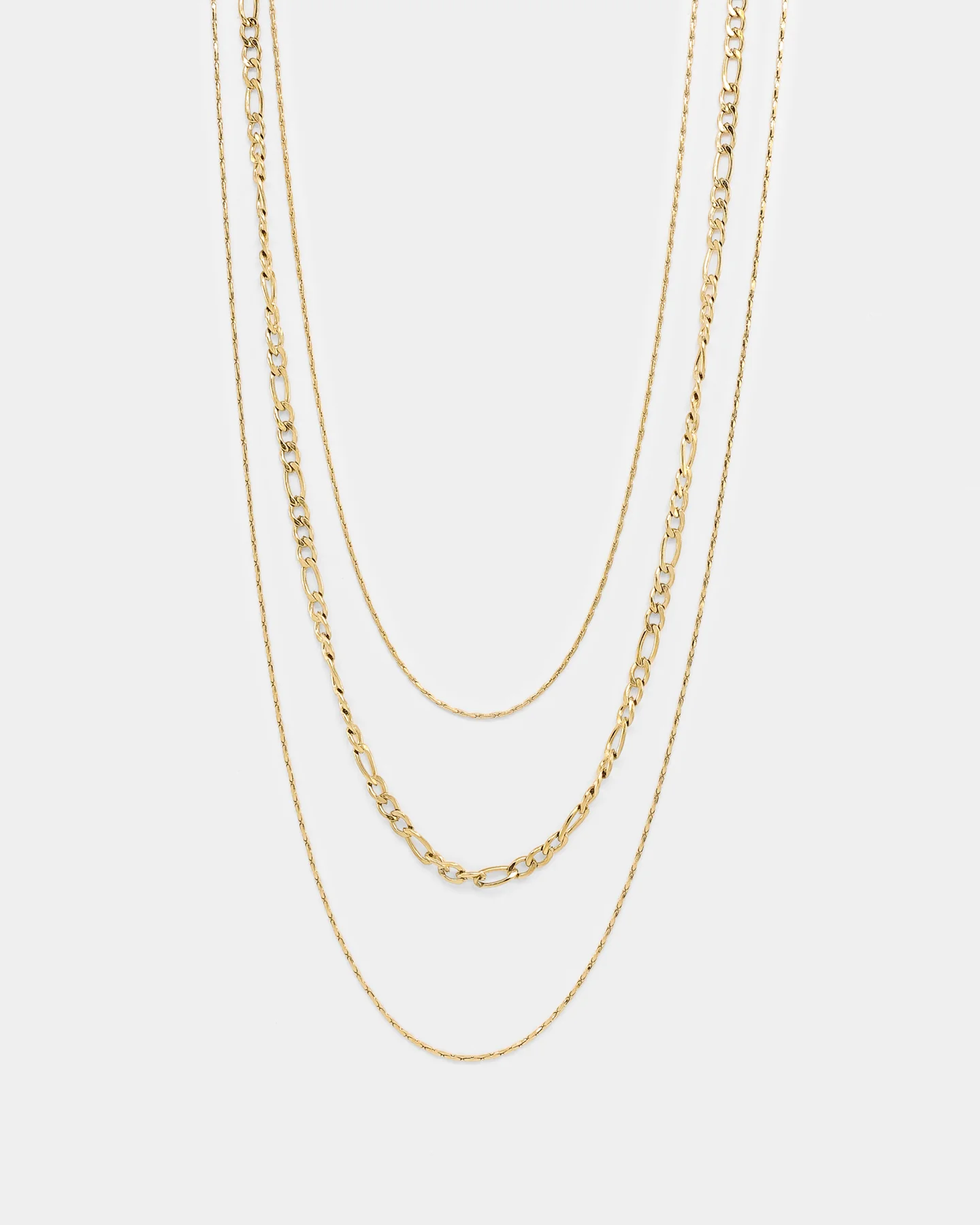 Raising Hell Women's Fine Chain Figaro Stack Necklace Set Gold