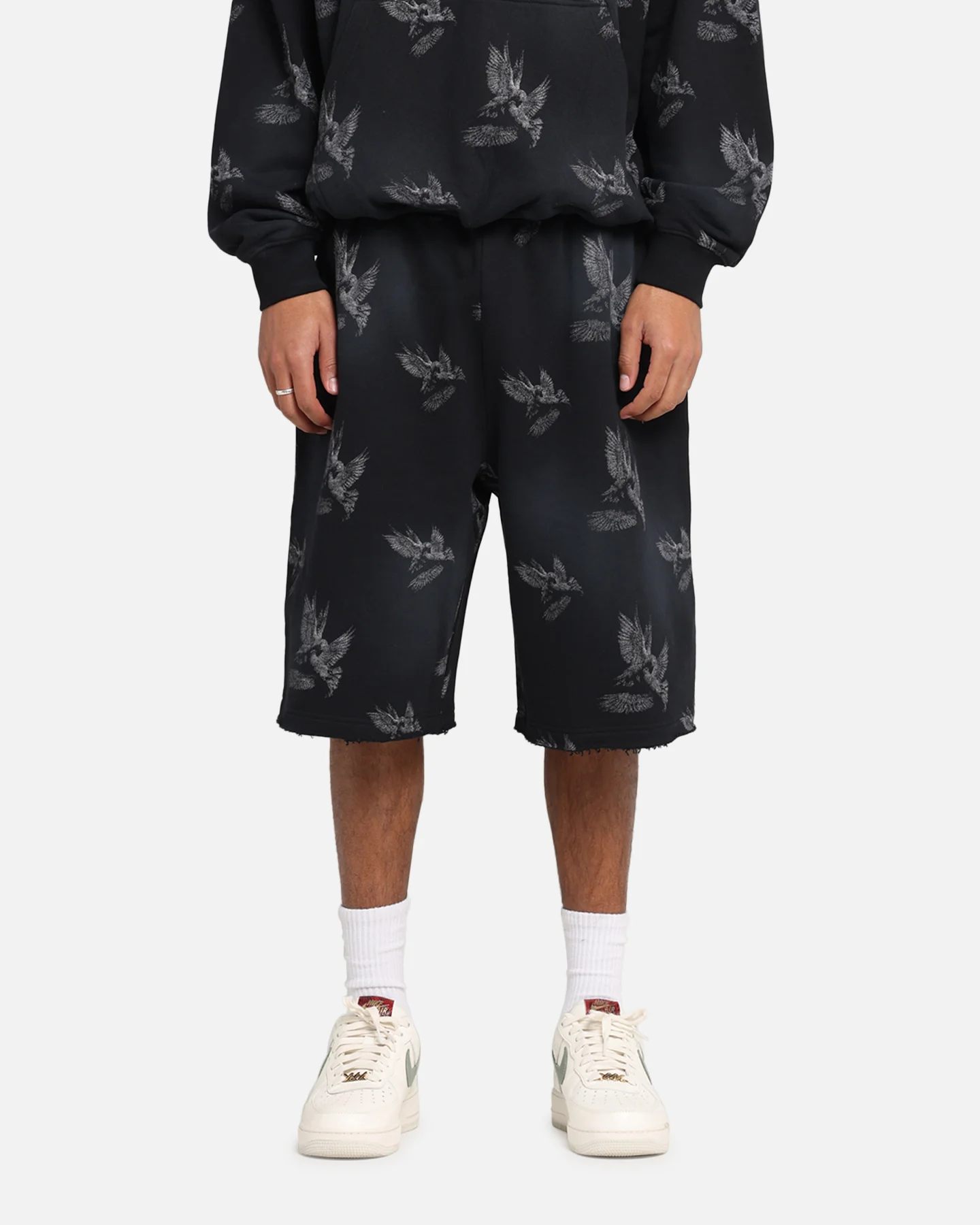 Saint Morta Doves Baggy Sweat Shorts Vintage Black