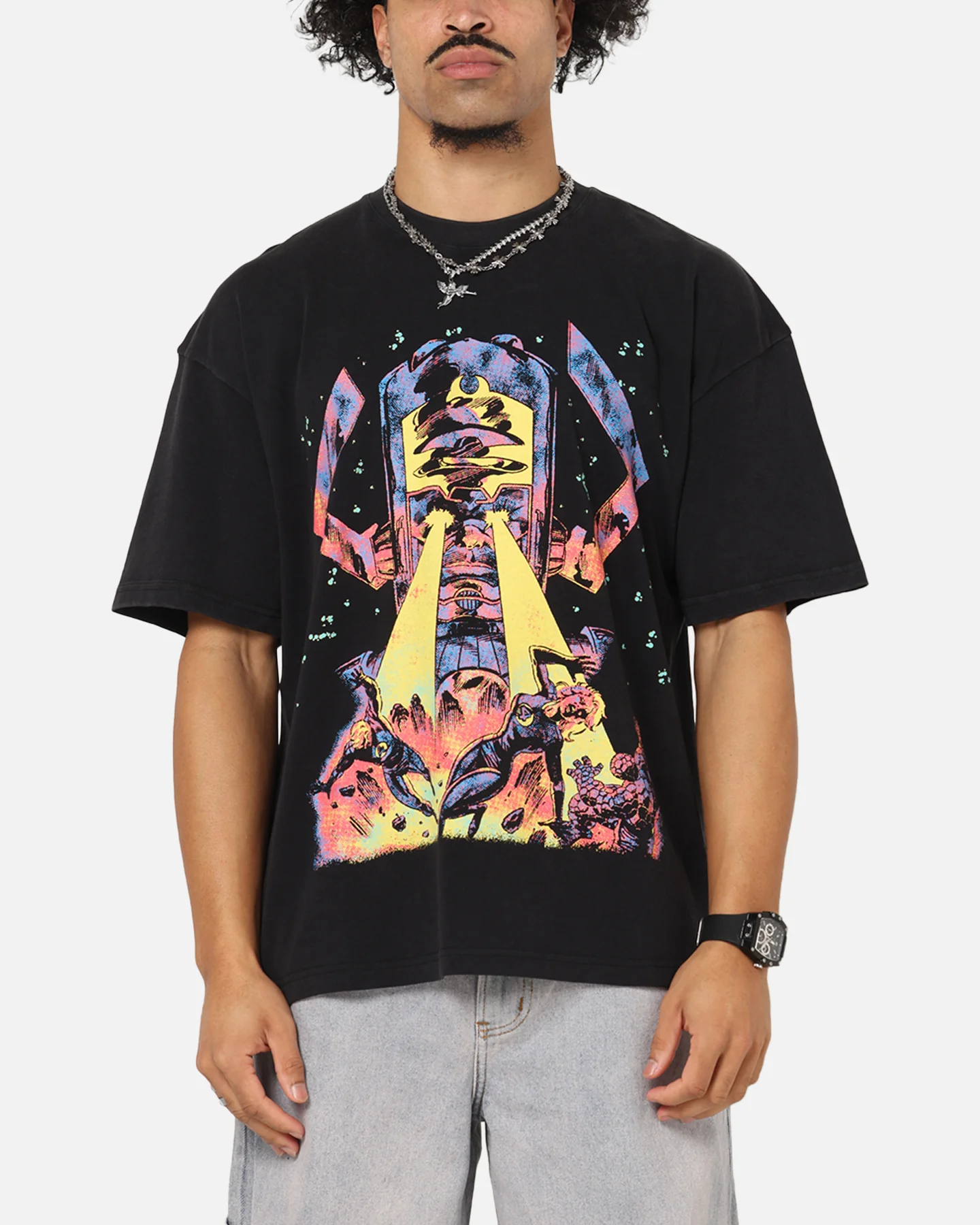 73 Studio Marvel Fantastic Four Galactus Universe T-Shirt Black Acidwash
