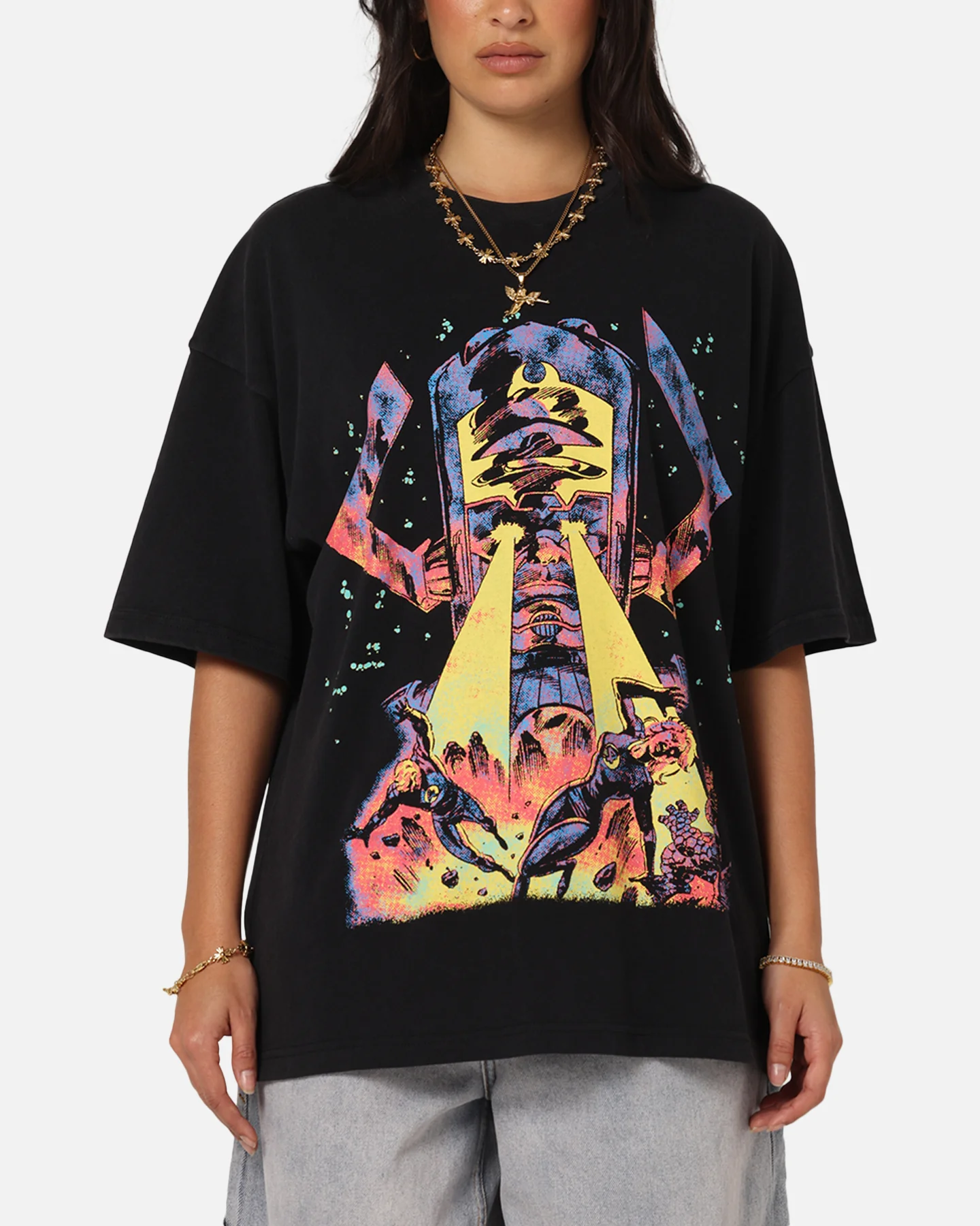 73 Studio Marvel Fantastic Four Galactus Universe T-Shirt Black Acidwash