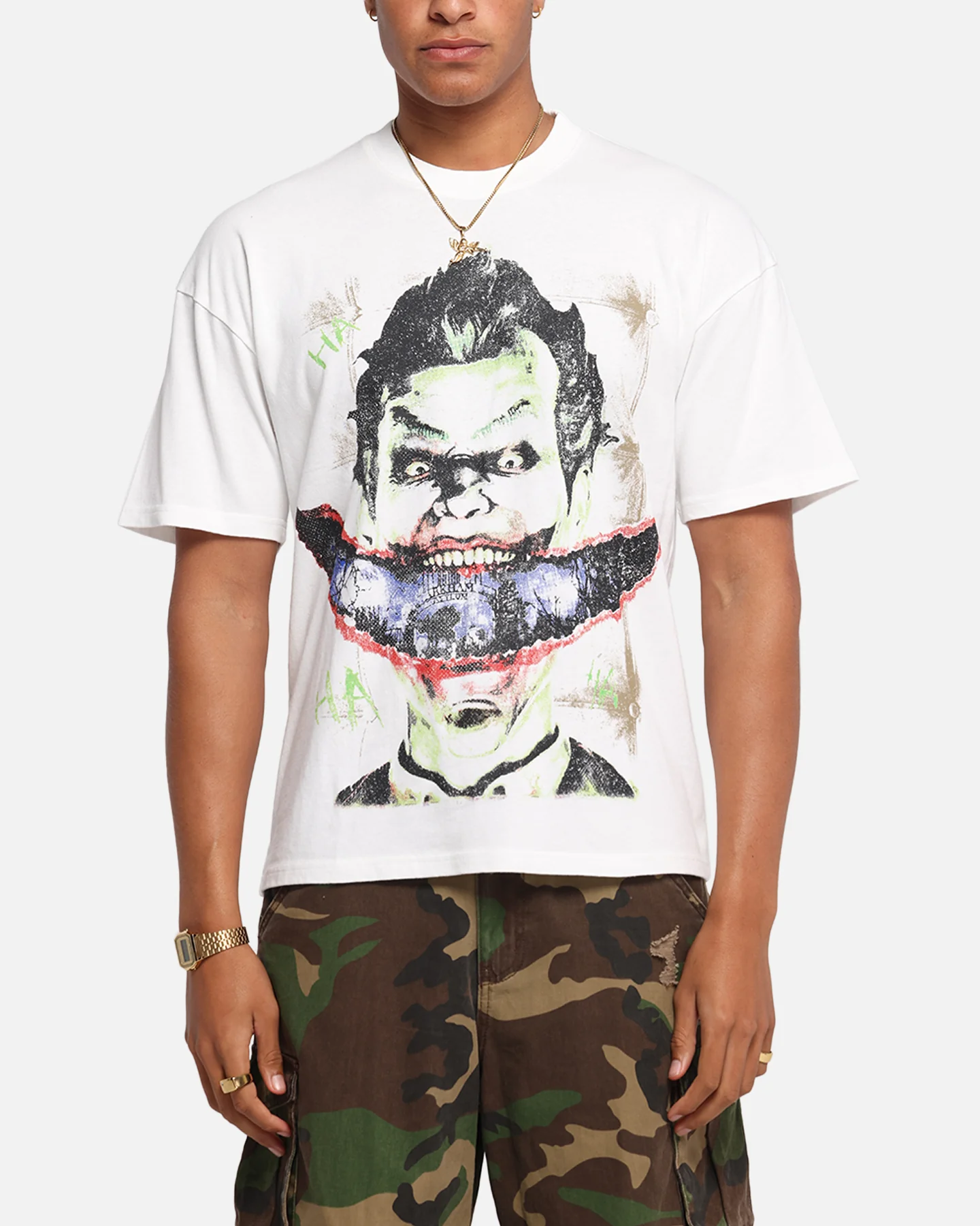 73 Studio X DC Batman Joker Arkham Asylum Vintage T-Shirt Off White