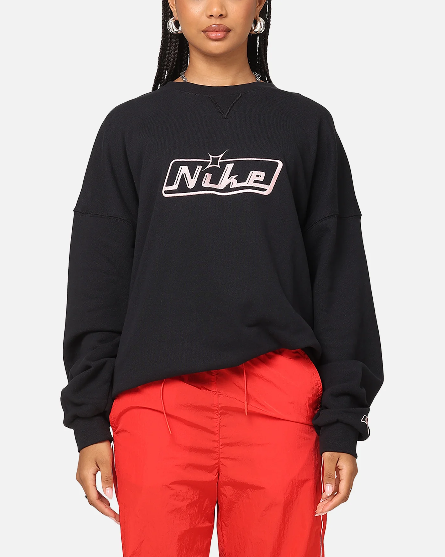 Nike Club Oversized Crewneck Sweatshirt Black/Pink