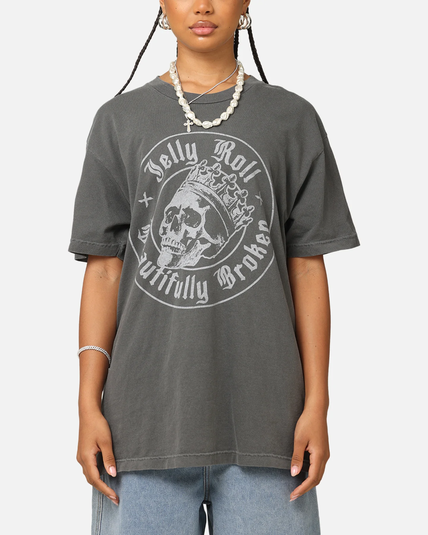 Jelly Roll Beautifully Broken Badge T-Shirt Faded Black