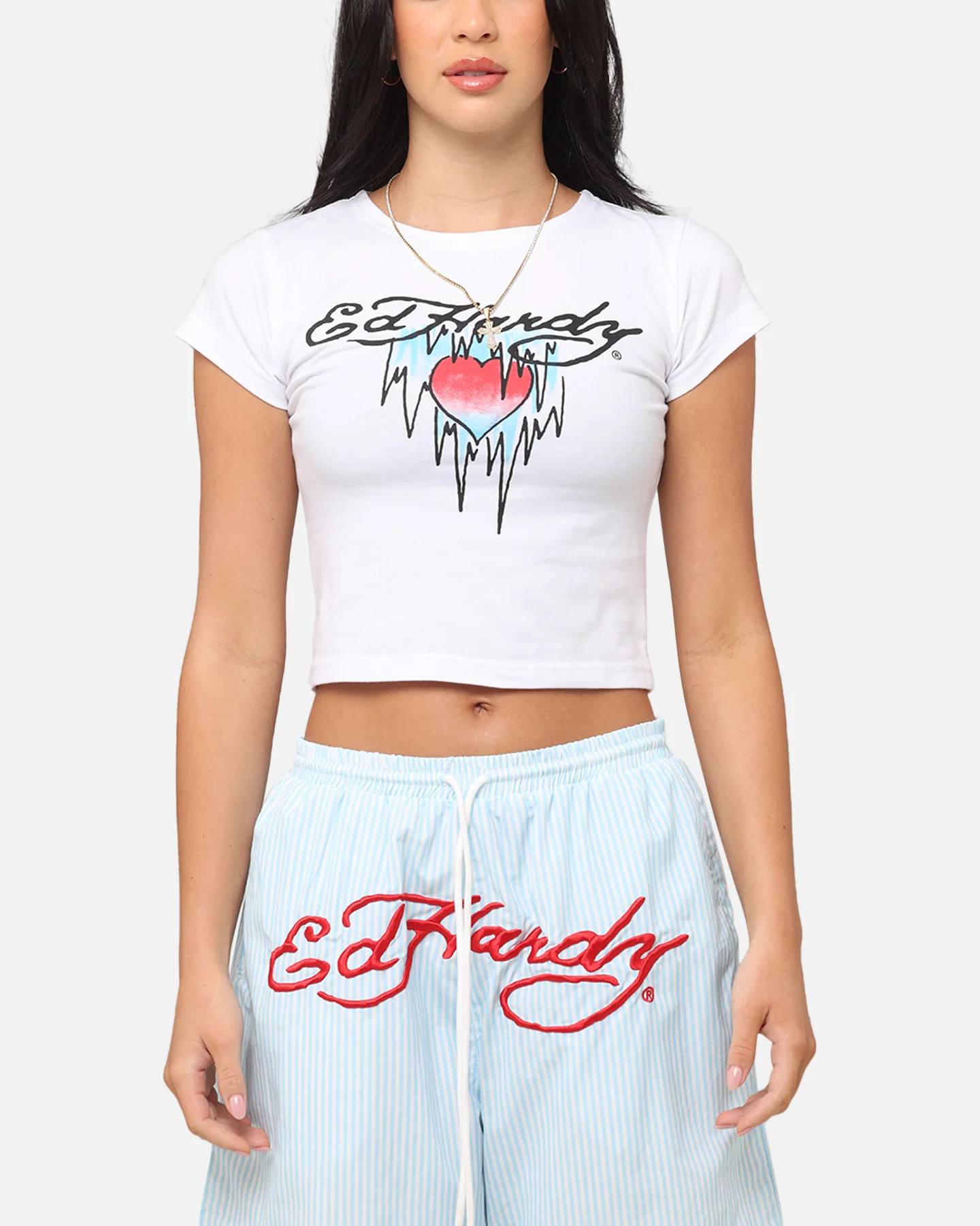 Ed Hardy Women's Ice Heart Baby T-Shirt White